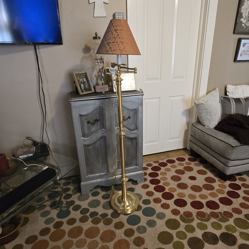 Elegant Gold Floor Lamp with Tan Shade